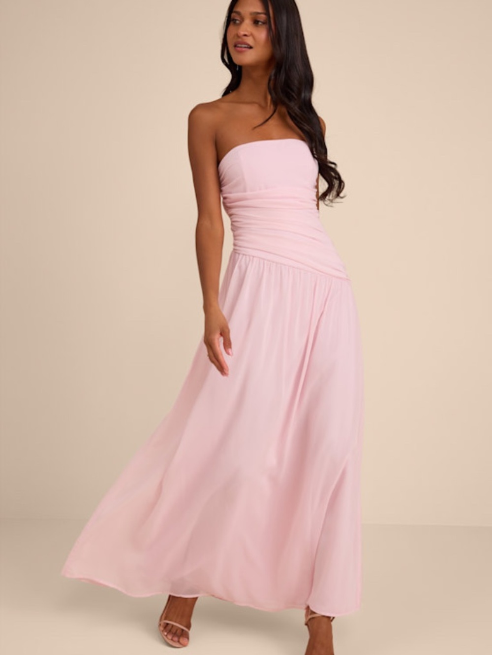 Lulus Florian Blush Pink Drop Waist Maxi Dress - Size S